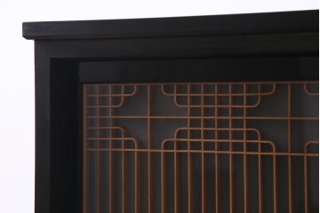 アンティーク家具　ラフジュ工房オリジナル　古建具リメイク　組子の引き戸が風情漂うキャビネット(収納棚、戸棚、書院戸)(R-037430)