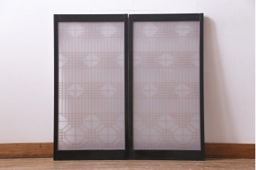 アンティーク家具　ラフジュ工房オリジナル　古建具リメイク　組子の引き戸が風情漂うキャビネット(収納棚、戸棚、書院戸)(R-037430)