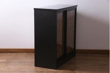 アンティーク家具　ラフジュ工房オリジナル　古建具リメイク　組子の引き戸が風情漂うキャビネット(収納棚、戸棚、書院戸)(R-037430)