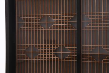 アンティーク家具　ラフジュ工房オリジナル　古建具リメイク　組子の引き戸が風情漂うキャビネット(収納棚、戸棚、書院戸)(R-037430)
