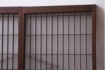 ラフジュ工房オリジナル　古建具リメイク　風情漂う組子引き戸のキャビネット(収納棚、戸棚、書院戸)(R-037431)