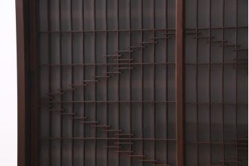 ラフジュ工房オリジナル　古建具リメイク　風情漂う組子引き戸のキャビネット(収納棚、戸棚、書院戸)(R-037431)