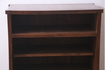 レトロ家具　モールガラス・当店オリジナルガラス入りのノスタルジックなキャビネット(収納棚、戸棚)(R-037433)