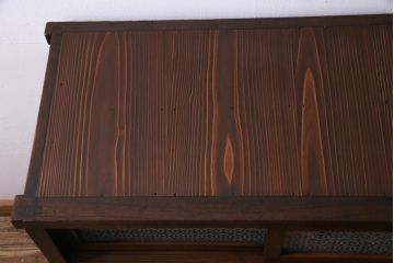 レトロ家具　モールガラス・当店オリジナルガラス入りのノスタルジックなキャビネット(収納棚、戸棚)(R-037433)