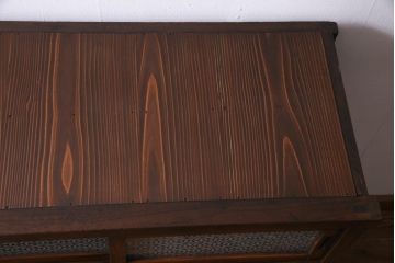 レトロ家具　モールガラス・当店オリジナルガラス入りのノスタルジックなキャビネット(収納棚、戸棚)(R-037433)