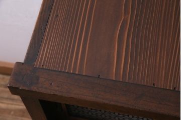 レトロ家具　モールガラス・当店オリジナルガラス入りのノスタルジックなキャビネット(収納棚、戸棚)(R-037433)