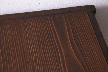 レトロ家具　モールガラス・当店オリジナルガラス入りのノスタルジックなキャビネット(収納棚、戸棚)(R-037433)