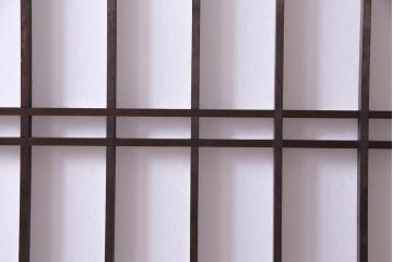 アンティーク家具　和製アンティーク　腰板ケヤキ材　黒塗りの枠がモダンな障子戸4枚セット(引き戸、建具)(R-037440)