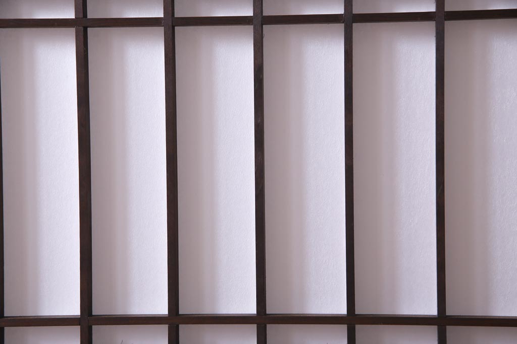 アンティーク家具　和製アンティーク　腰板ケヤキ材　黒塗りの枠がモダンな障子戸4枚セット(引き戸、建具)(R-037440)