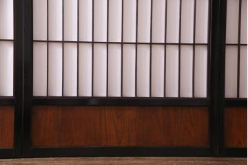 アンティーク家具　和製アンティーク　腰板ケヤキ材　黒塗りの枠がモダンな障子戸4枚セット(引き戸、建具)(R-037440)
