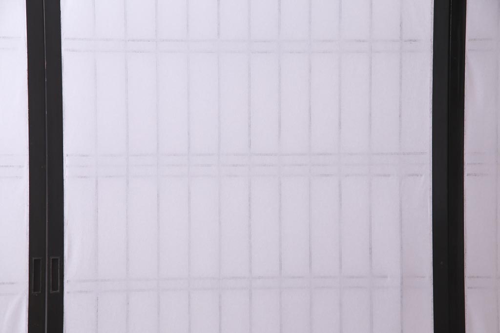 アンティーク家具　和製アンティーク　腰板ケヤキ材　黒塗りの枠がモダンな障子戸4枚セット(引き戸、建具)(R-037440)