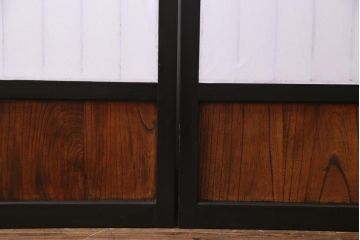 アンティーク家具　和製アンティーク　腰板ケヤキ材　黒塗りの枠がモダンな障子戸4枚セット(引き戸、建具)(R-037440)