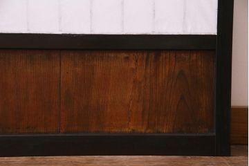 アンティーク家具　和製アンティーク　腰板ケヤキ材　黒塗りの枠がモダンな障子戸4枚セット(引き戸、建具)(R-037440)
