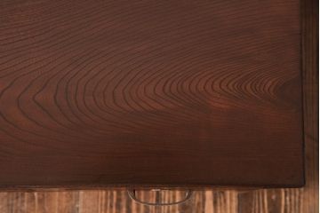 アンティーク家具　薄型　丸脚がレトロな栓材製の文机(ローテーブル、センターテーブル)(R-037441)