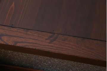 アンティーク家具　ダイヤガラス入り　前面ケヤキ材　黒柿がアクセントの茶棚(収納棚、戸棚)(R-037444)