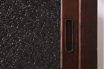 アンティーク家具　ダイヤガラス入り　前面ケヤキ材　黒柿がアクセントの茶棚(収納棚、戸棚)(R-037444)