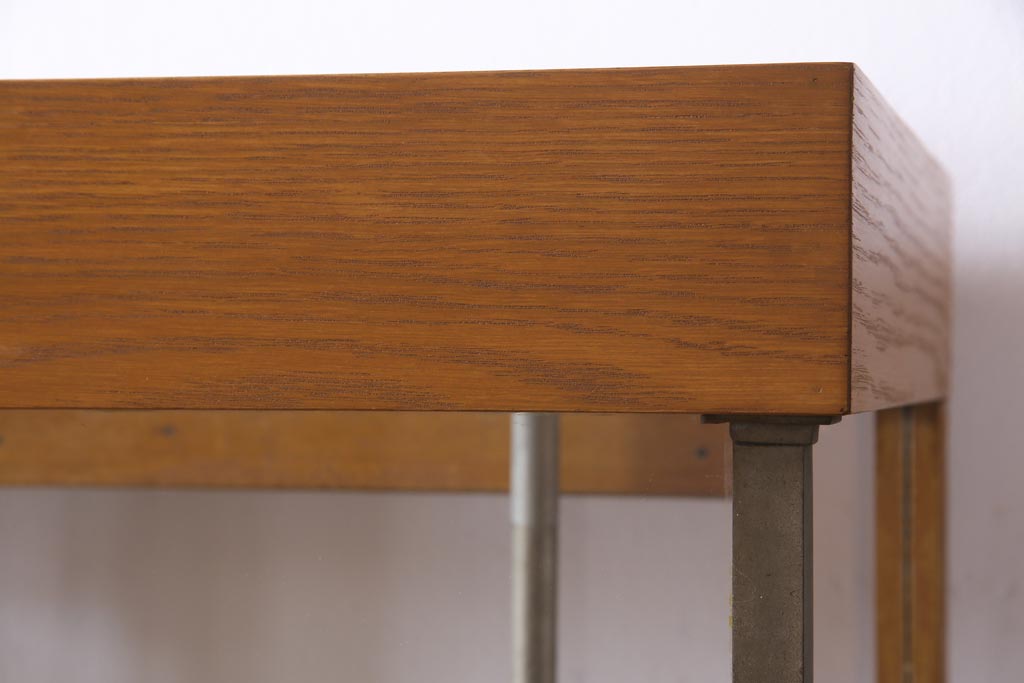 レトロ家具　ナラ材　パンケースとして使われていた木の魅力たっぷりのガラスケース(ショーケース、陳列棚)(R-037445)