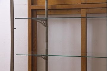 レトロ家具　ナラ材　パンケースとして使われていた木の魅力たっぷりのガラスケース(ショーケース、陳列棚)(R-037445)