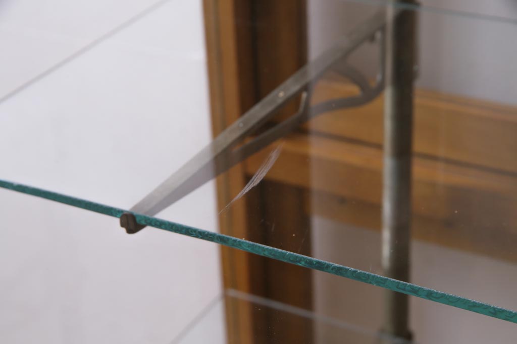 レトロ家具　ナラ材　パンケースとして使われていた木の魅力たっぷりのガラスケース(ショーケース、陳列棚)(R-037445)