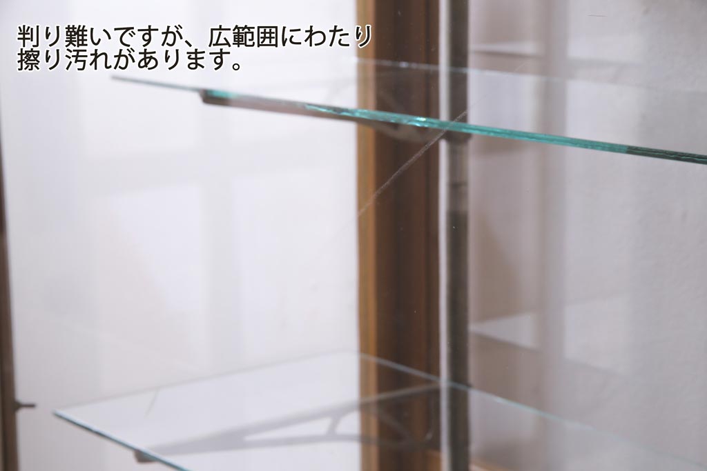 レトロ家具　ナラ材　パンケースとして使われていた木の魅力たっぷりのガラスケース(ショーケース、陳列棚)(R-037445)