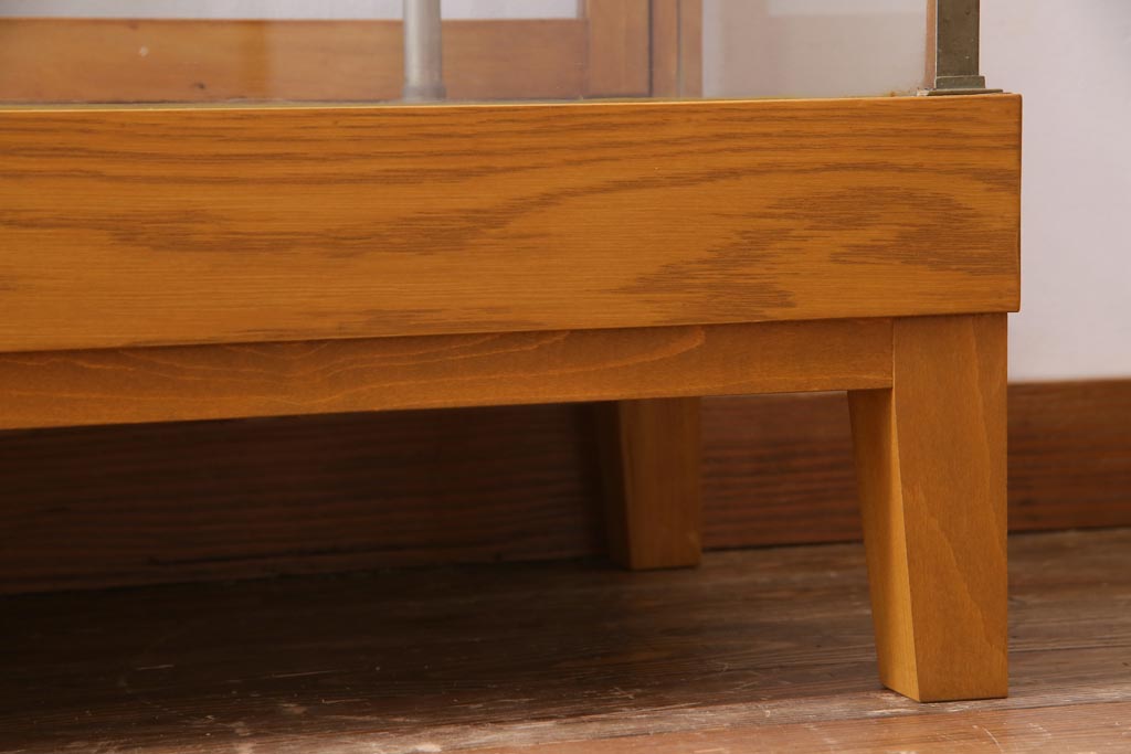 レトロ家具　ナラ材　パンケースとして使われていた木の魅力たっぷりのガラスケース(ショーケース、陳列棚)(R-037445)