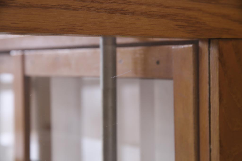 レトロ家具　ナラ材　パンケースとして使われていた木の魅力たっぷりのガラスケース(ショーケース、陳列棚)(R-037445)