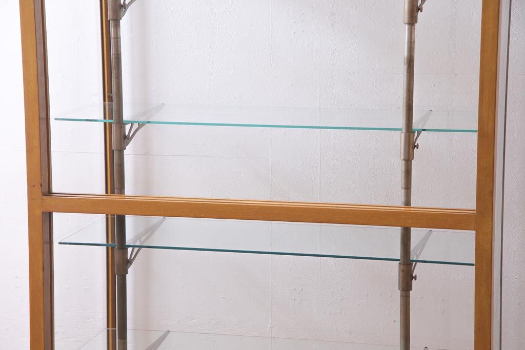 レトロ家具　ナラ材　パンケースとして使われていた木の魅力たっぷりのガラスケース(ショーケース、陳列棚)(R-037445)