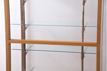 レトロ家具　ナラ材　パンケースとして使われていた木の魅力たっぷりのガラスケース(ショーケース、陳列棚)(R-037445)
