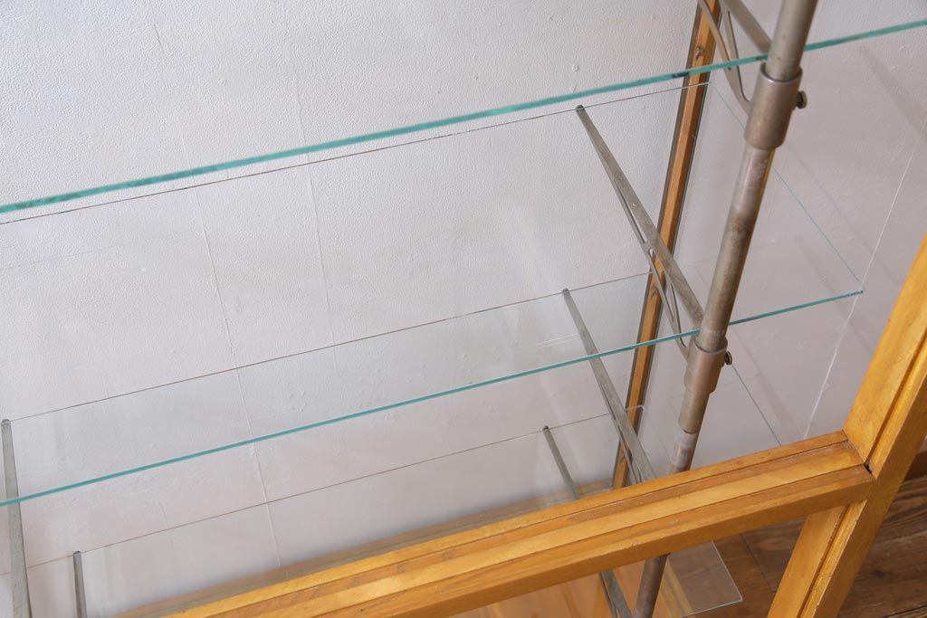 レトロ家具　ナラ材　パンケースとして使われていた木の魅力たっぷりのガラスケース(ショーケース、陳列棚)(R-037445)