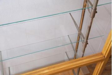 レトロ家具　ナラ材　パンケースとして使われていた木の魅力たっぷりのガラスケース(ショーケース、陳列棚)(R-037445)