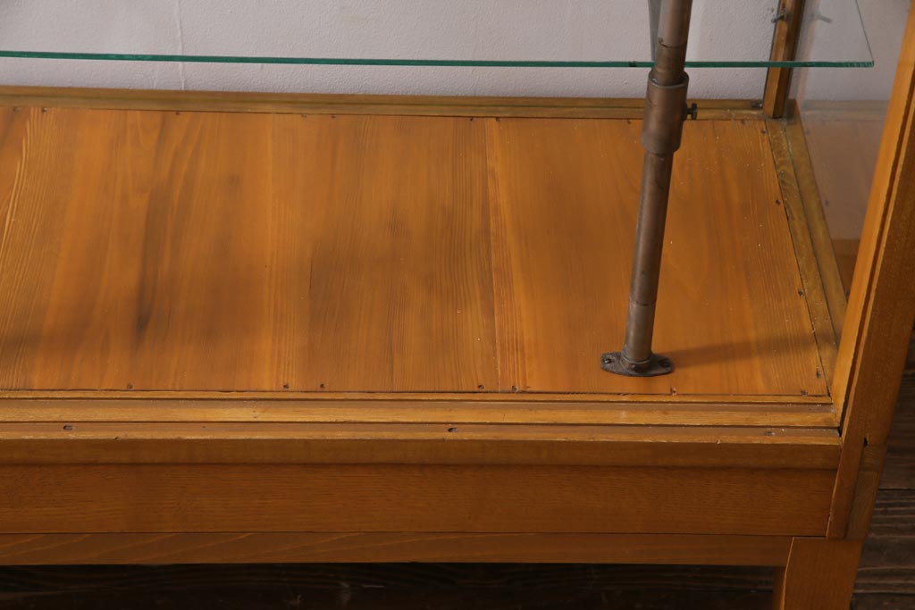 レトロ家具　ナラ材　パンケースとして使われていた木の魅力たっぷりのガラスケース(ショーケース、陳列棚)(R-037445)