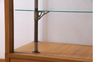 レトロ家具　ナラ材　パンケースとして使われていた木の魅力たっぷりのガラスケース(ショーケース、陳列棚)(R-037445)