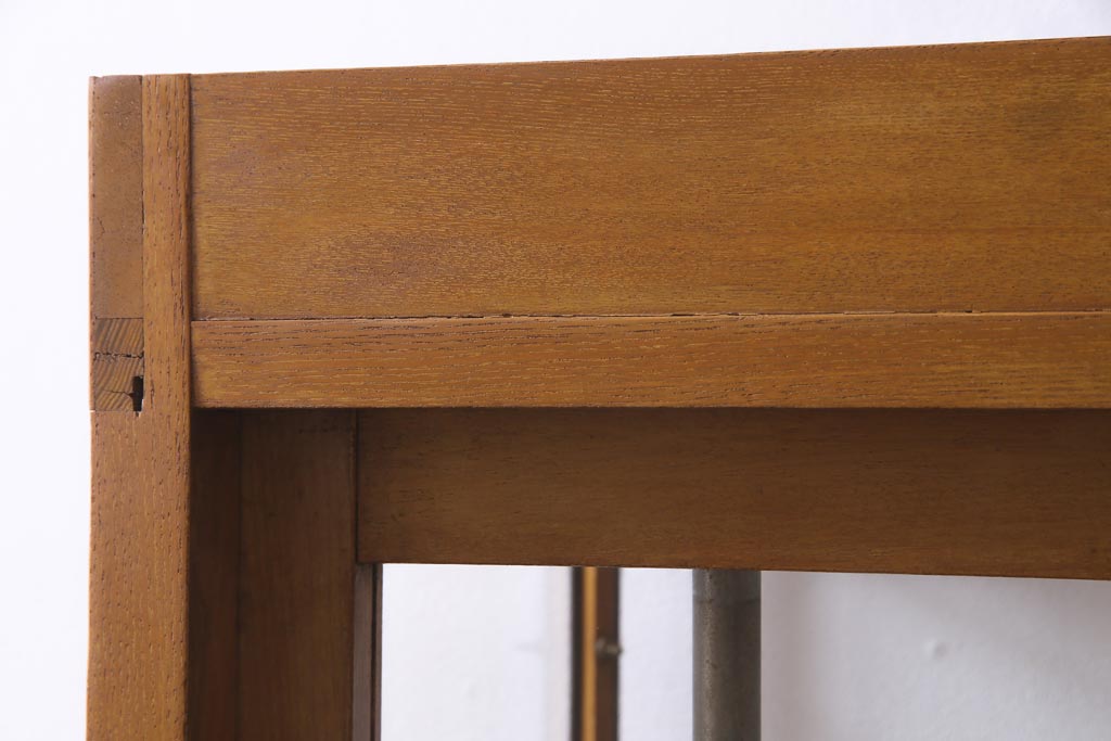 レトロ家具　ナラ材　パンケースとして使われていた木の魅力たっぷりのガラスケース(ショーケース、陳列棚)(R-037445)