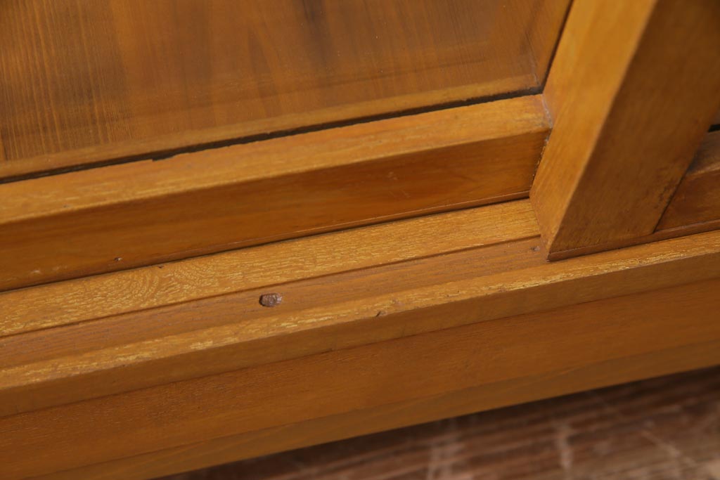 レトロ家具　ナラ材　パンケースとして使われていた木の魅力たっぷりのガラスケース(ショーケース、陳列棚)(R-037445)