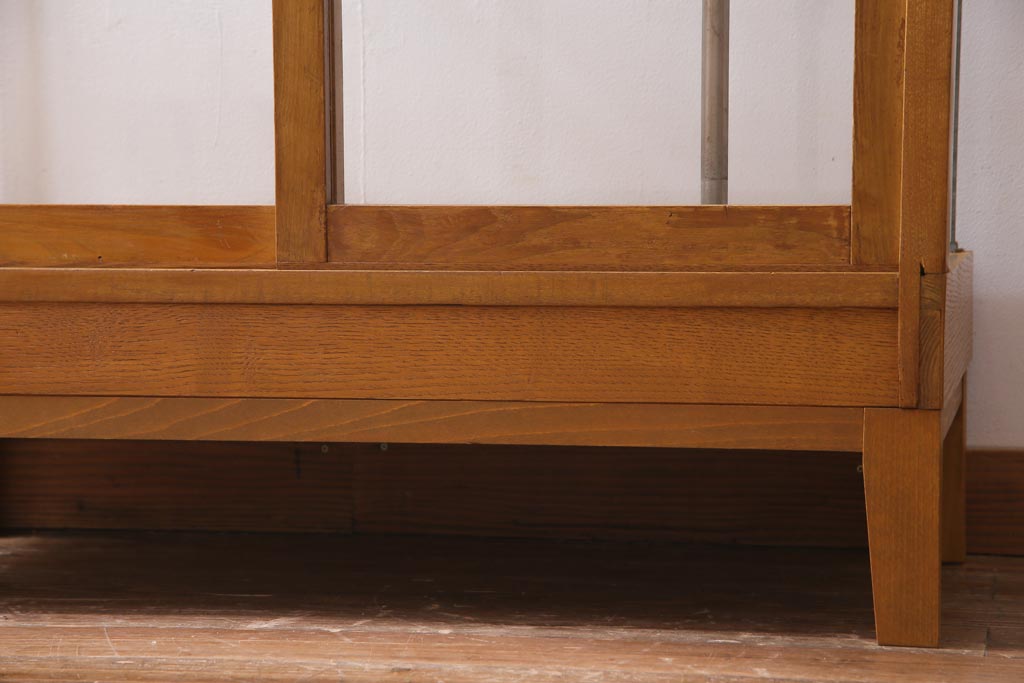 レトロ家具　ナラ材　パンケースとして使われていた木の魅力たっぷりのガラスケース(ショーケース、陳列棚)(R-037445)