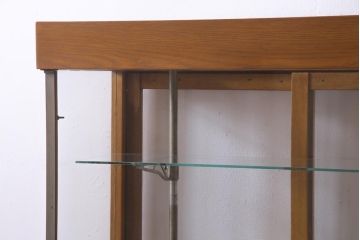 レトロ家具　ナラ材　パンケースとして使われていた木の魅力たっぷりのガラスケース(ショーケース、陳列棚)(R-037445)