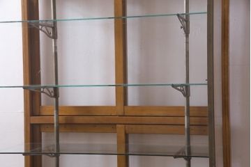 レトロ家具　ナラ材　パンケースとして使われていた木の魅力たっぷりのガラスケース(ショーケース、陳列棚)(R-037445)
