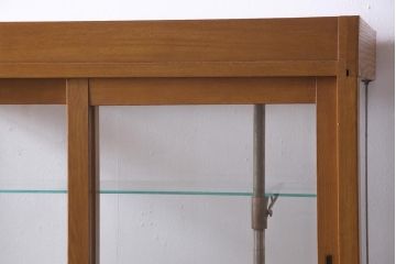 レトロ家具　ナラ材　パンケースとして使われていた木の魅力たっぷりのガラスケース(ショーケース、陳列棚)(R-037445)