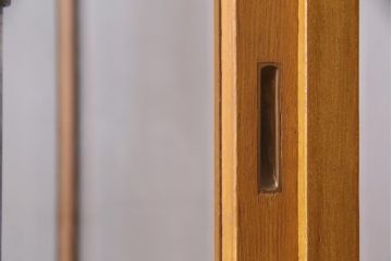 レトロ家具　ナラ材　パンケースとして使われていた木の魅力たっぷりのガラスケース(ショーケース、陳列棚)(R-037445)
