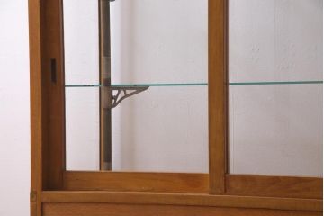 レトロ家具　ナラ材　パンケースとして使われていた木の魅力たっぷりのガラスケース(ショーケース、陳列棚)(R-037445)