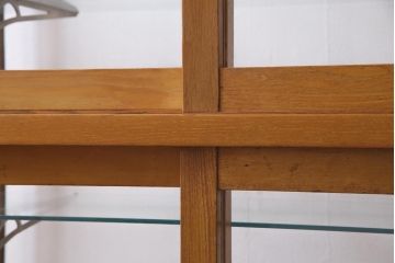レトロ家具　ナラ材　パンケースとして使われていた木の魅力たっぷりのガラスケース(ショーケース、陳列棚)(R-037445)
