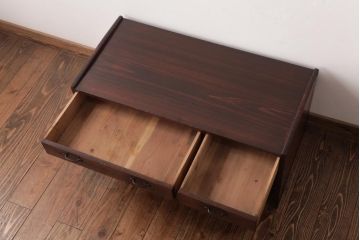 レトロ家具　和製アンティーク　檜材　古い木の風合いが味わい深い文机(座机、ローテーブル)(R-037447)