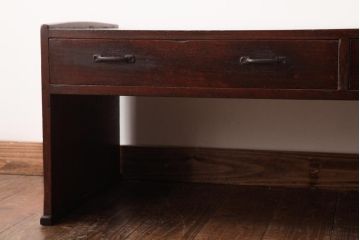レトロ家具　和製アンティーク　檜材　古い木の風合いが味わい深い文机(座机、ローテーブル)(R-037447)