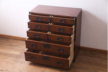 中古　岩谷堂箪笥　迫力のある杢目のビンテージ衣装箪笥(整理箪笥、チェスト)(R-037452)