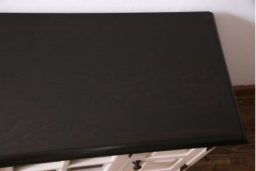 当店ペイント家具　北海道民芸家具　レトロな色合いのキャビネット(サイドボード、リビングボード、収納棚)(R-037453)