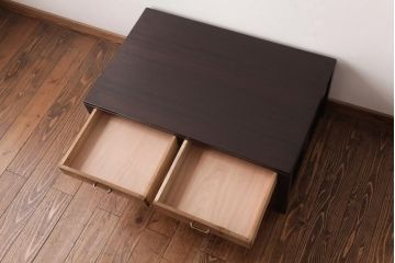 レトロ家具　バイカラーが印象的なレトロな文机(座机、ローテーブル)(R-037456)