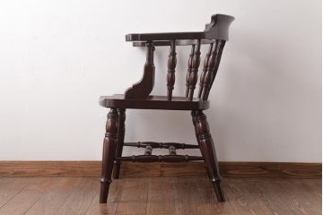 中古　松本民芸家具　ケヤキ材ラッカー仕上げ　ホイールバック　大キャプテンチェア(ウィンザーチェア、アームチェア、椅子、ウインザーチェア)(R-037458)