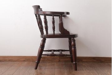 中古　松本民芸家具　ケヤキ材ラッカー仕上げ　ホイールバック　大キャプテンチェア(ウィンザーチェア、アームチェア、椅子、ウインザーチェア)(R-037458)