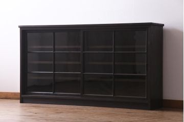 ラフジュ工房オリジナル　アンティーク建具リメイク　シンプルなガラス戸のサイドボード(キャビネット、収納棚、戸棚)(R-037460)
