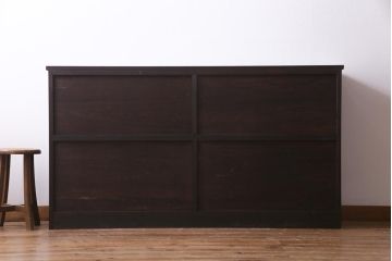 ラフジュ工房オリジナル　アンティーク建具リメイク　シンプルなガラス戸のサイドボード(キャビネット、収納棚、戸棚)(R-037460)